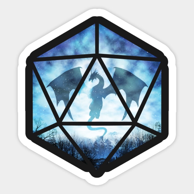 Blue Ice Dragon D20 Sticker by MaratusFunk